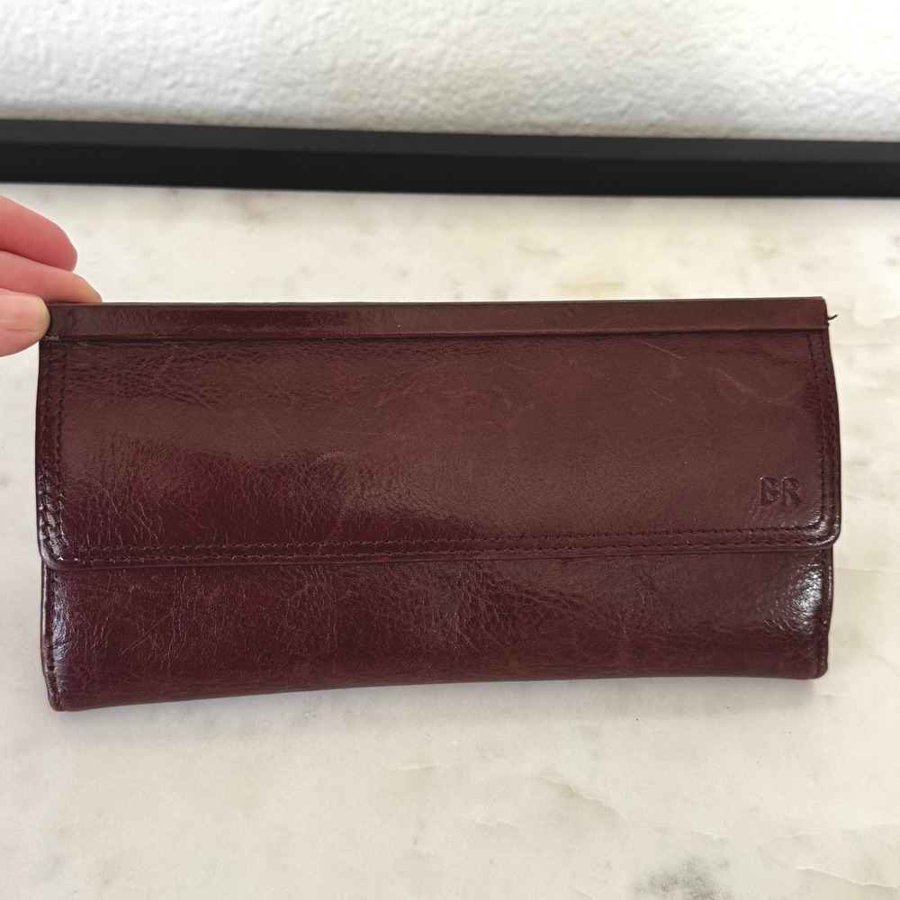 Banana Republic Brown Leather Trifold Wallet Organizer Zip Pocket Classic